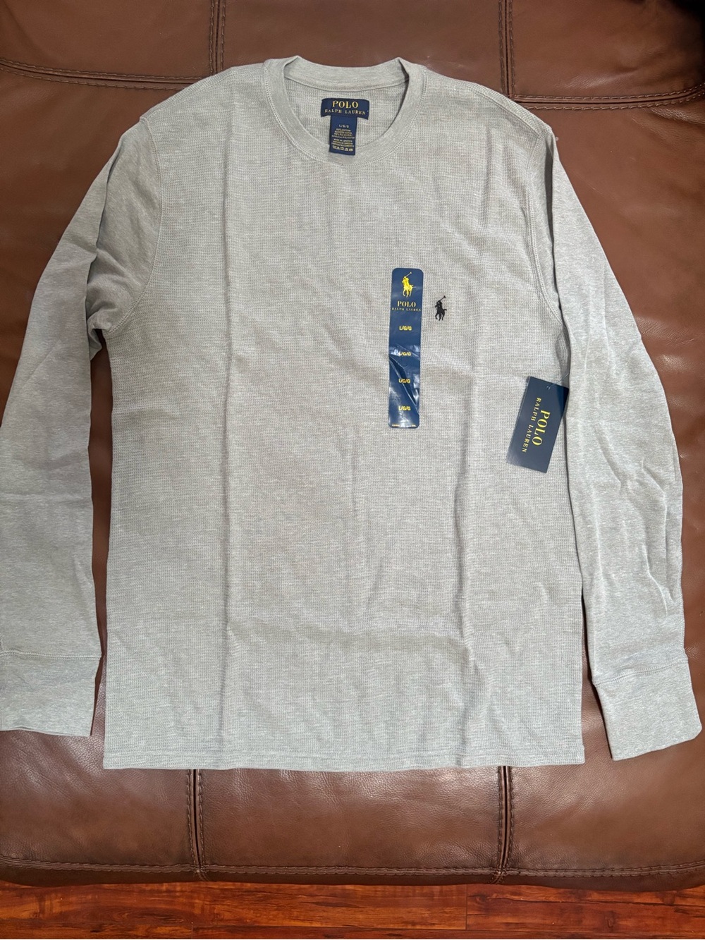 NEW Polo by Ralph Lauren Men's Long-Sleeve Crewneck Shirt - Light Gray
